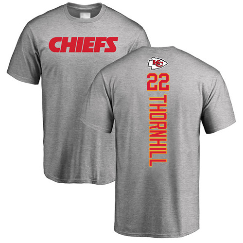 Men Kansas City Chiefs #22 Thornhill Juan Ash Backer T Shirt->youth nfl jersey->Youth Jersey